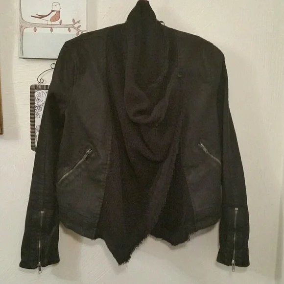 Free People lined moto jacket draped, scarf, S/M - Picture 1 of 8